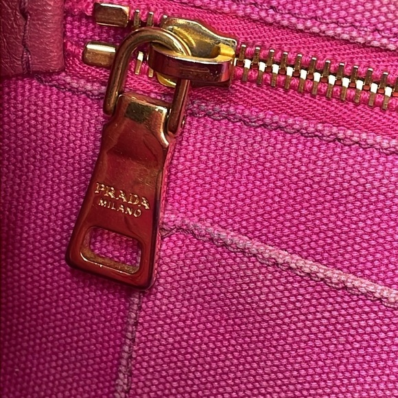 Prada Pink Canapa Tote Handbag Designer Logo Spring - Picture 13 of 17